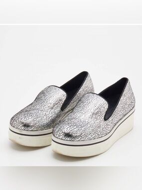 Stella McCartney Metallic Silver Crinkled Shoes Size 6